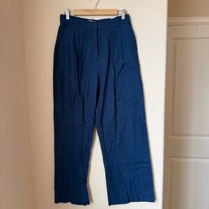 Abercrombie & Fitch Blue Linen Blend Trousers Size MR Curve Love BNWT